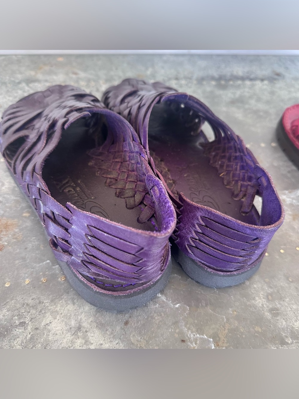 2 Brand X Sandals Leather Huaraches Red & Purple Size 7.5 - Picture 7 of 11